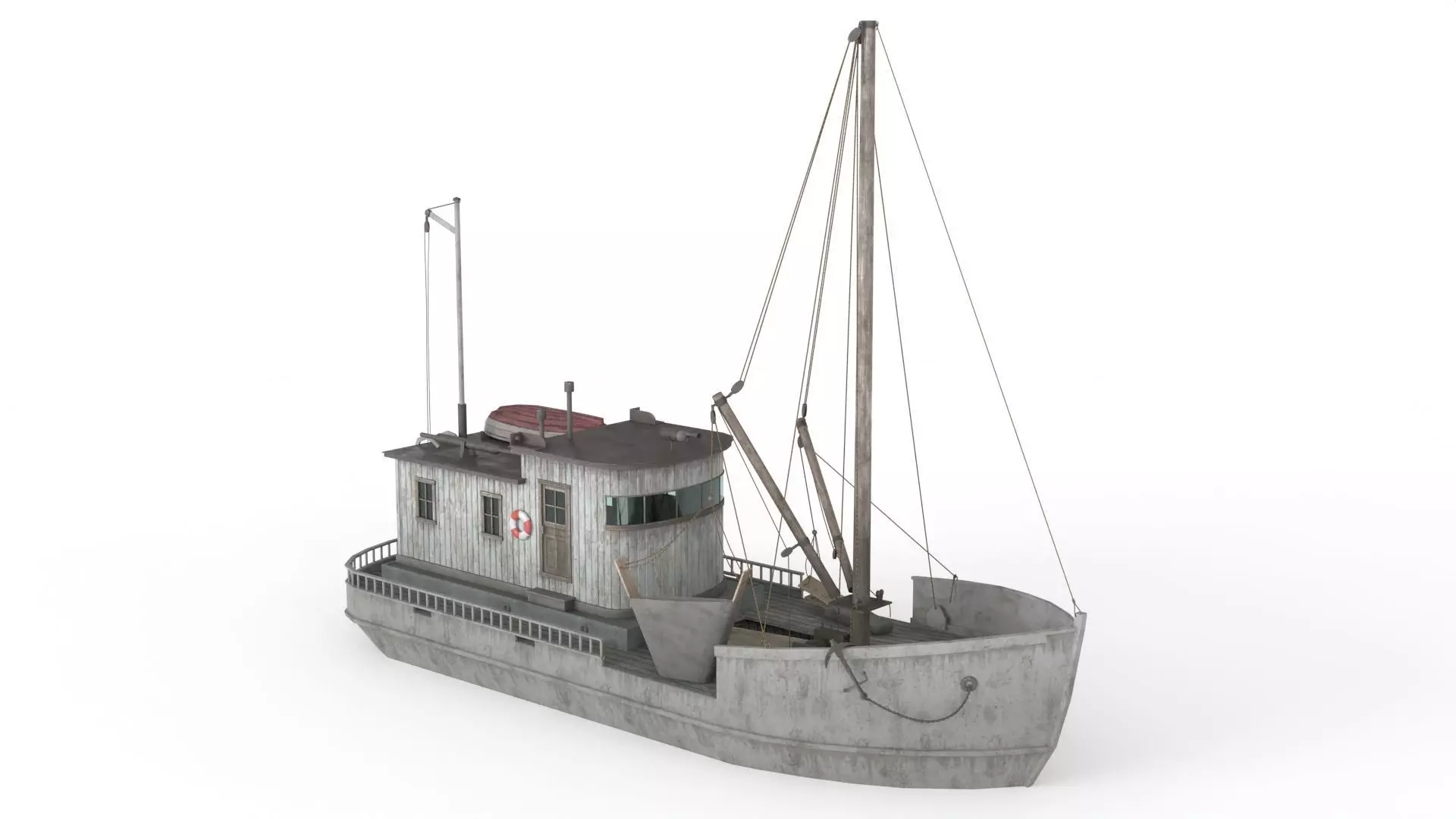 Building Trawler Low-poly 3D model_0
