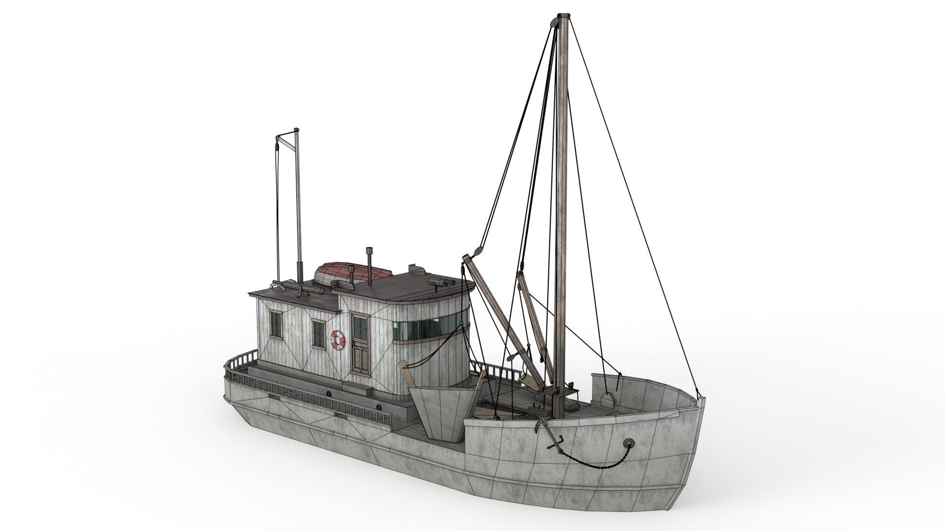 Building Trawler Low-poly 3D model_10