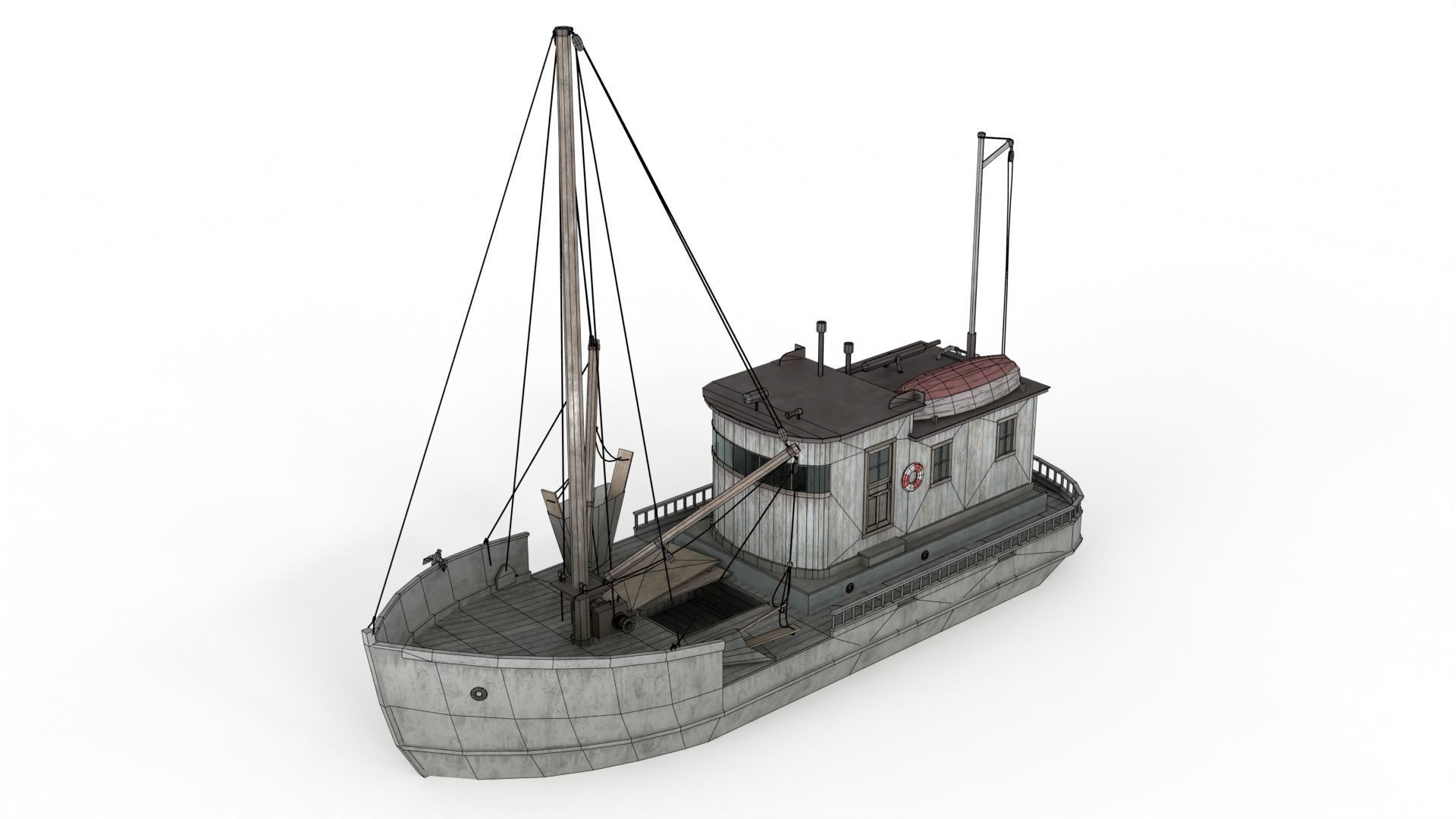 Building Trawler Low-poly 3D model_11