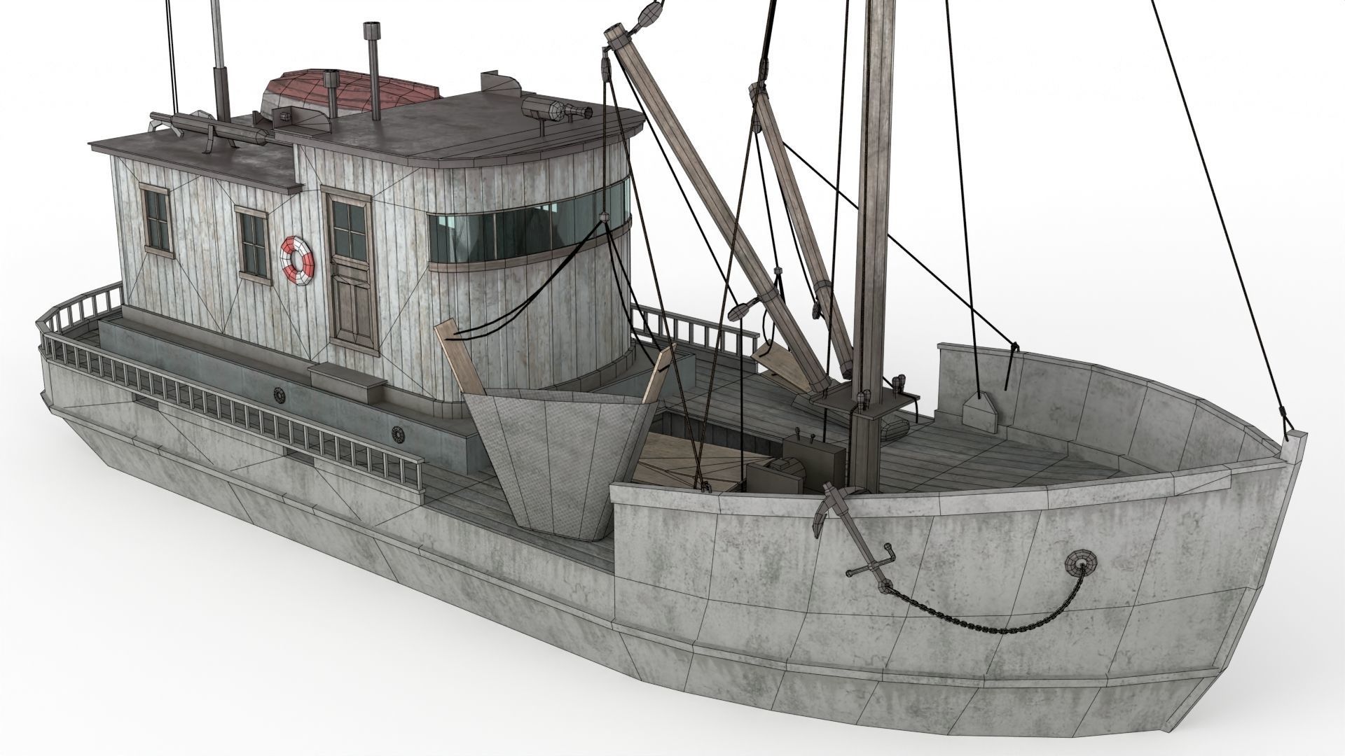 Building Trawler Low-poly 3D model_18