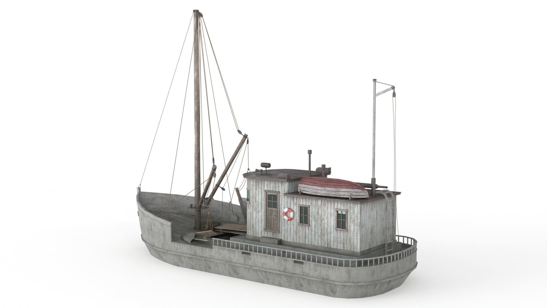 Building Trawler Low-poly 3D model_3