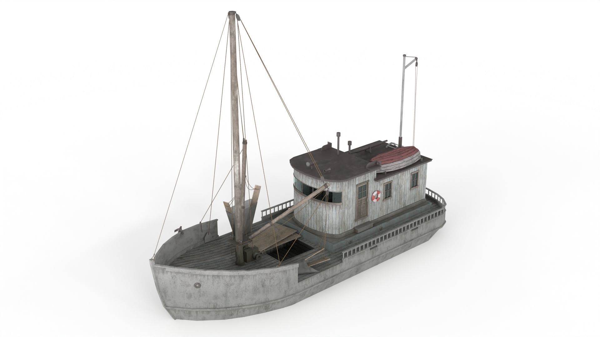 Building Trawler Low-poly 3D model_1