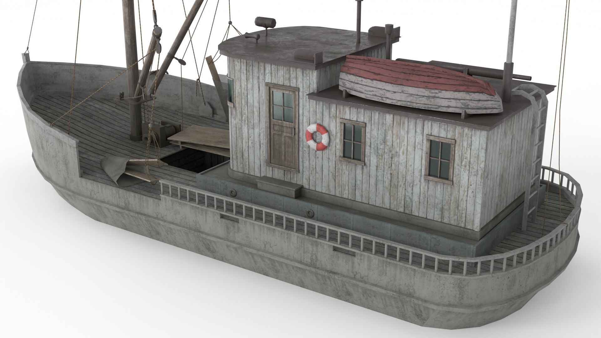 Building Trawler Low-poly 3D model_7