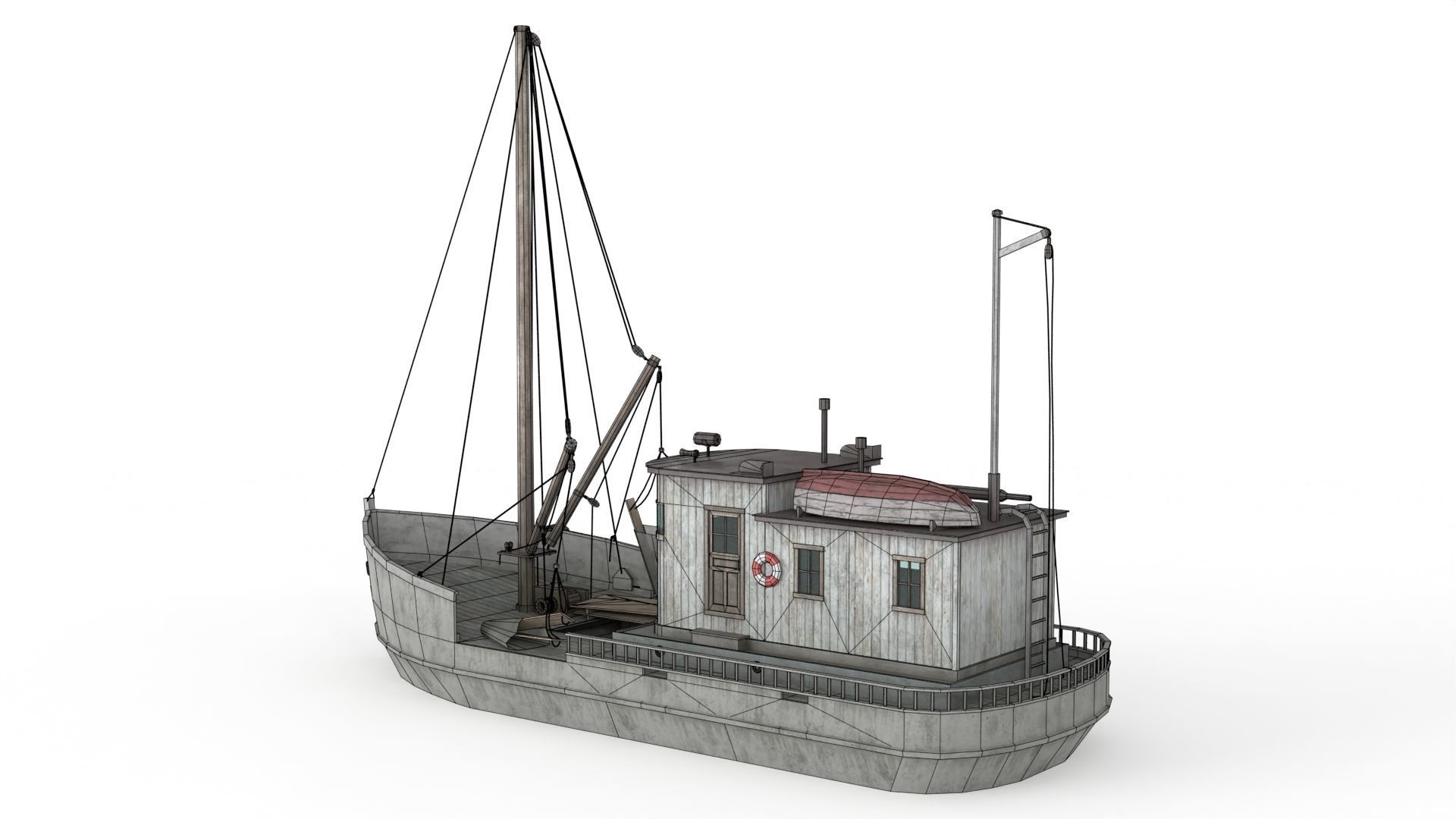 Building Trawler Low-poly 3D model_13