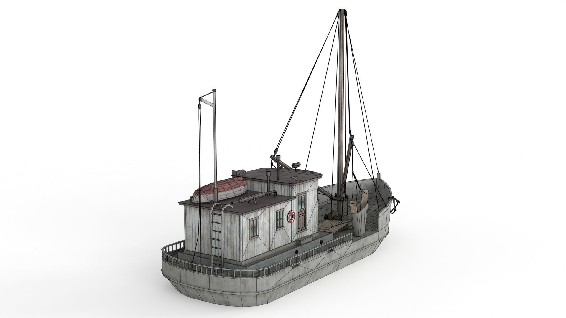 Building Trawler Low-poly 3D model_12