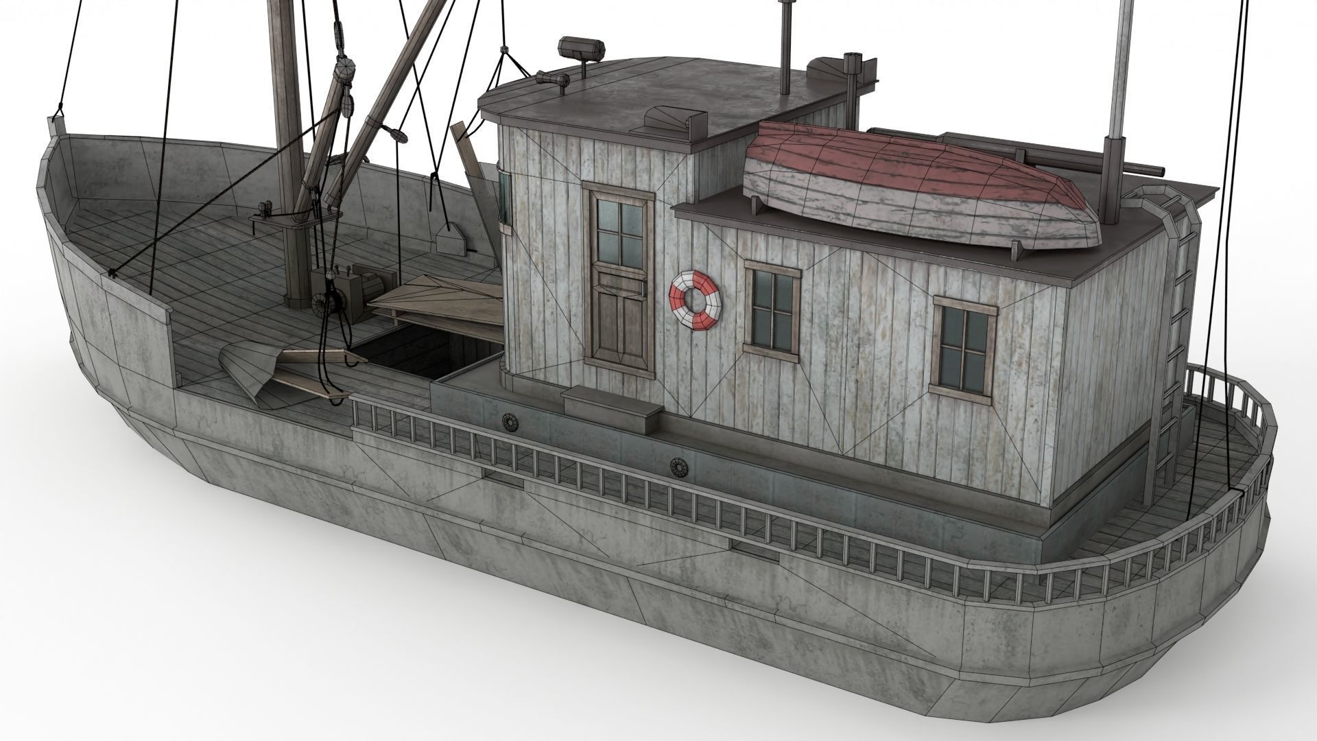 Building Trawler Low-poly 3D model_17