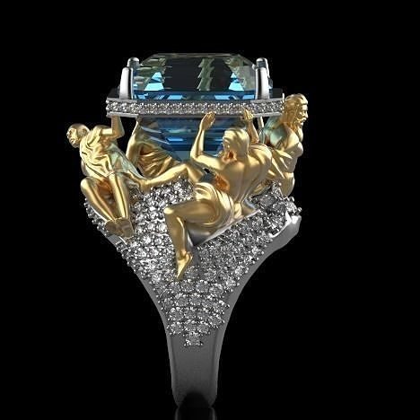 Renaissance sculpture ring Silver Gold  Print 3D print model