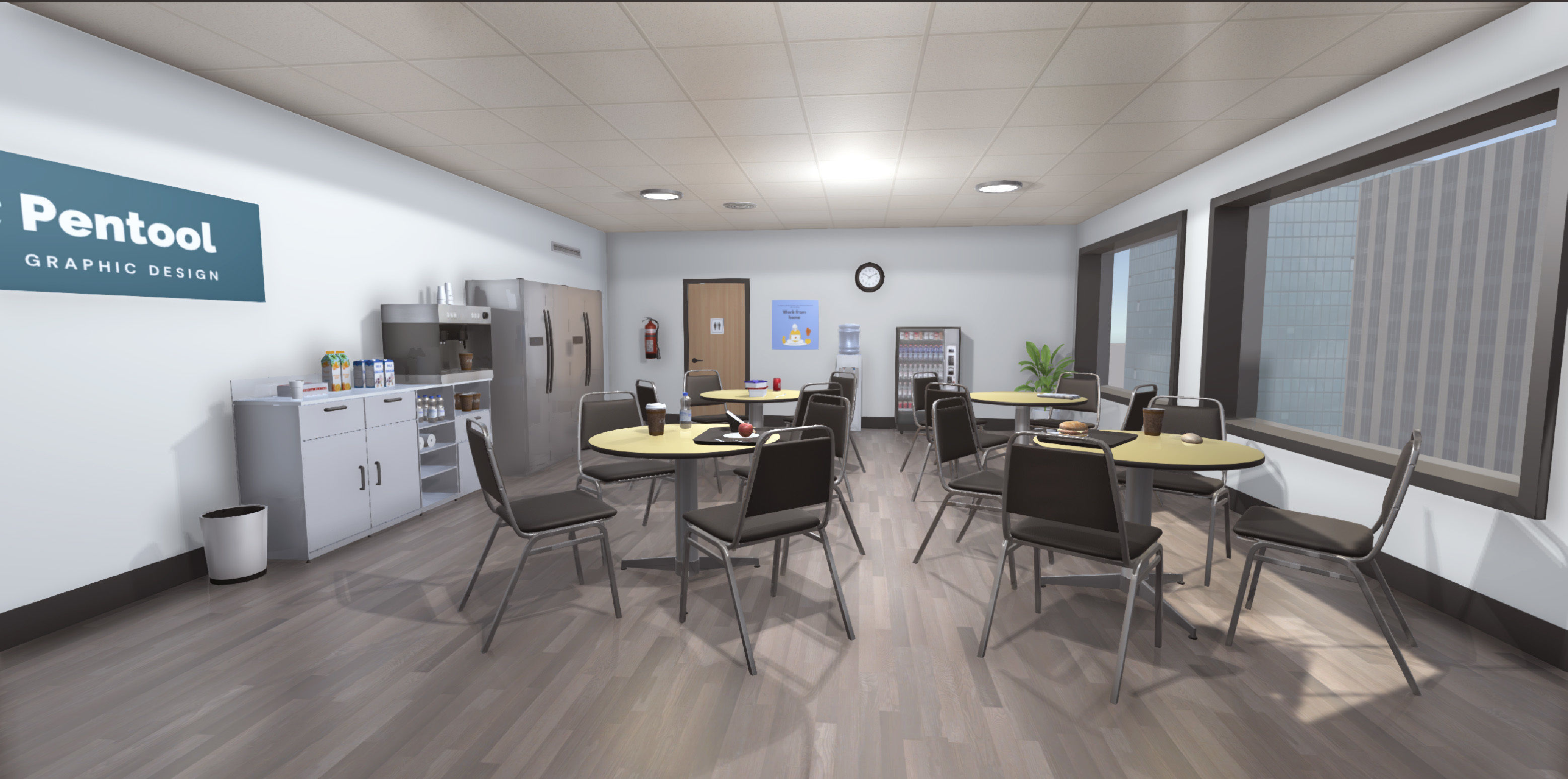 Break Room Low-poly 3D model_4
