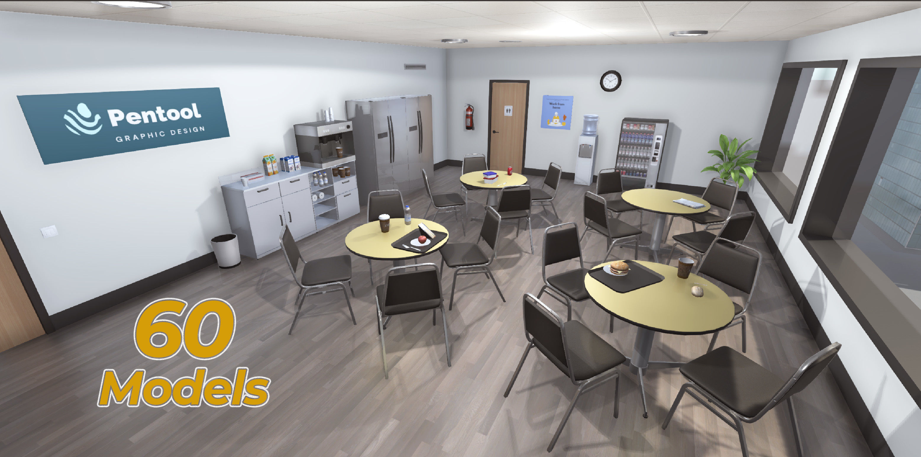 Break Room Low-poly 3D model_1