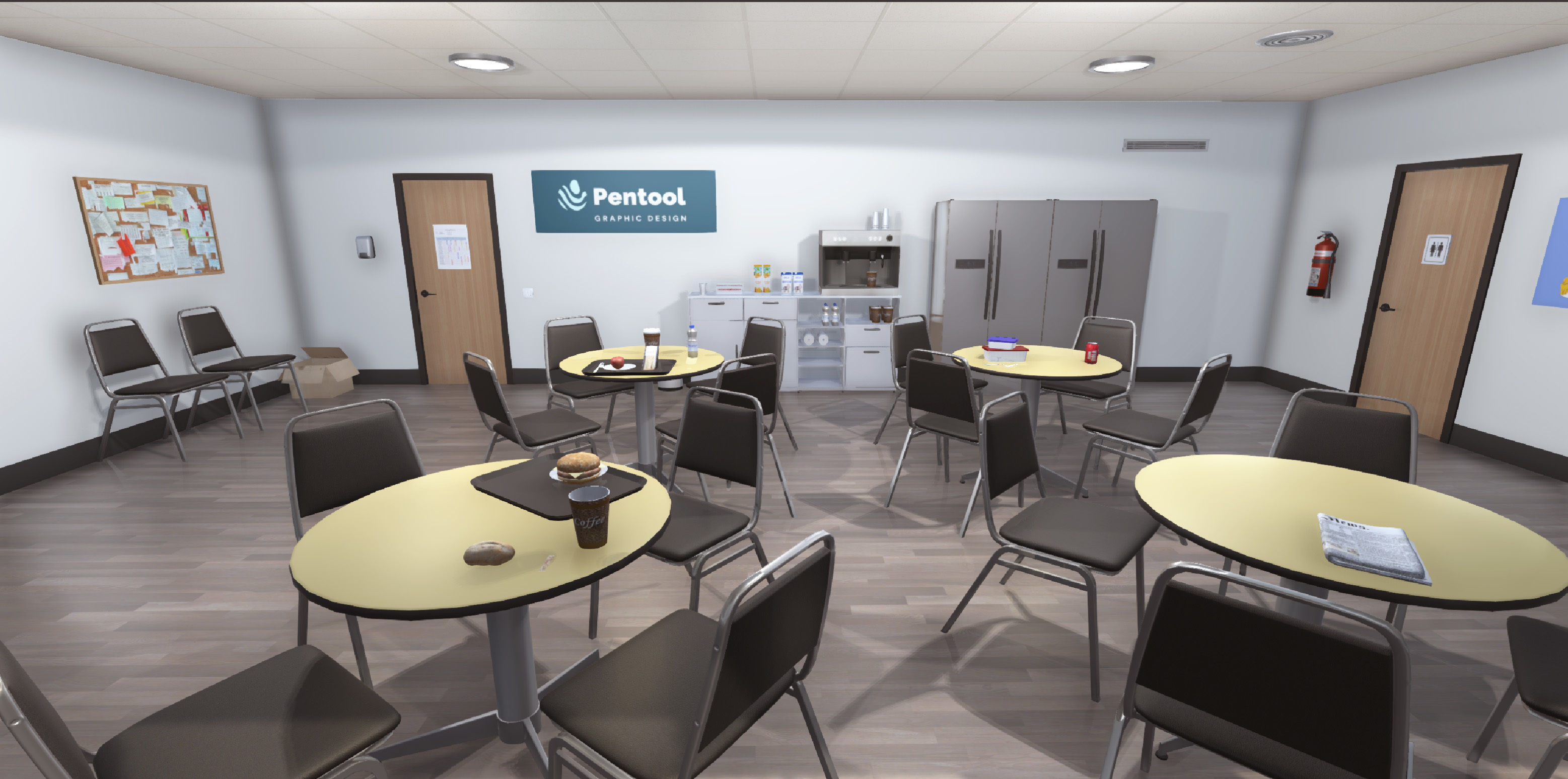 Break Room Low-poly 3D model_3