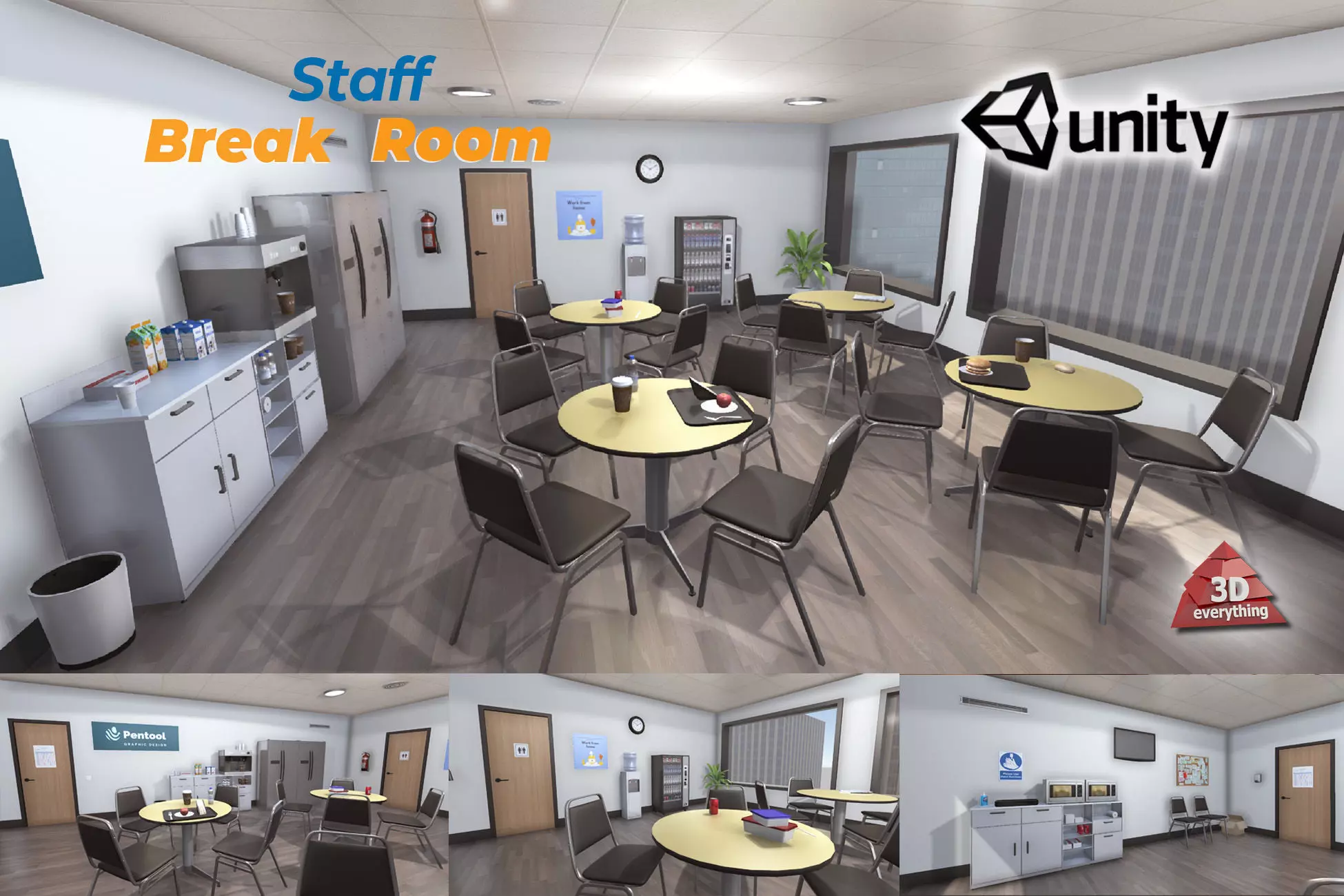 Break Room Low-poly 3D model_0