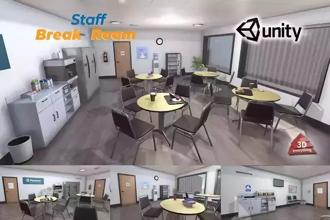 Break Room Low-poly 3D model