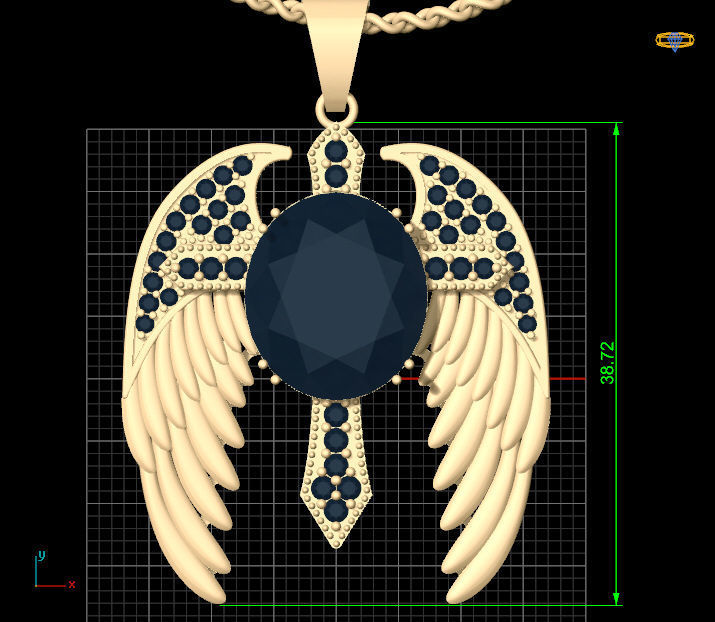 Cross and feather pendant Silver Gold  Print 3D print model_6