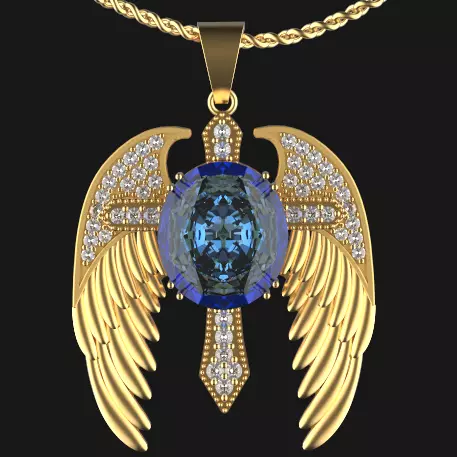 Cross and feather pendant Silver Gold  Print 3D print model_0