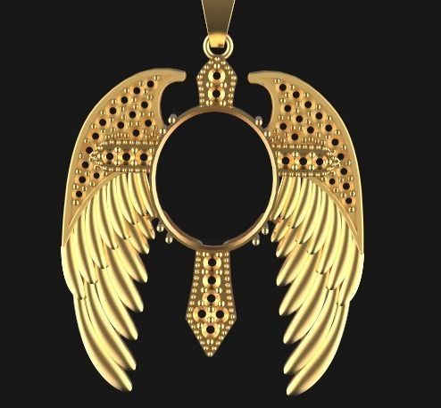 Cross and feather pendant Silver Gold  Print 3D print model_3