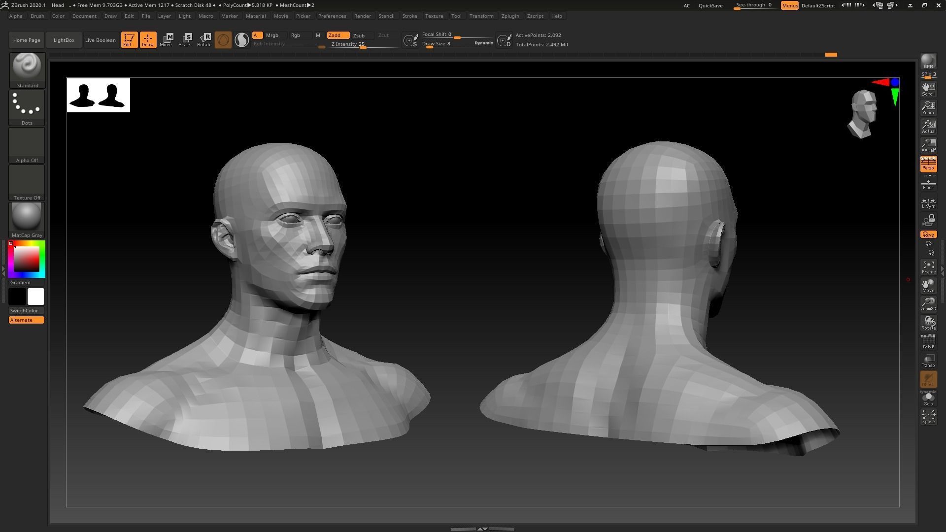 Realistic Human Male Head Low-poly 3D model_4
