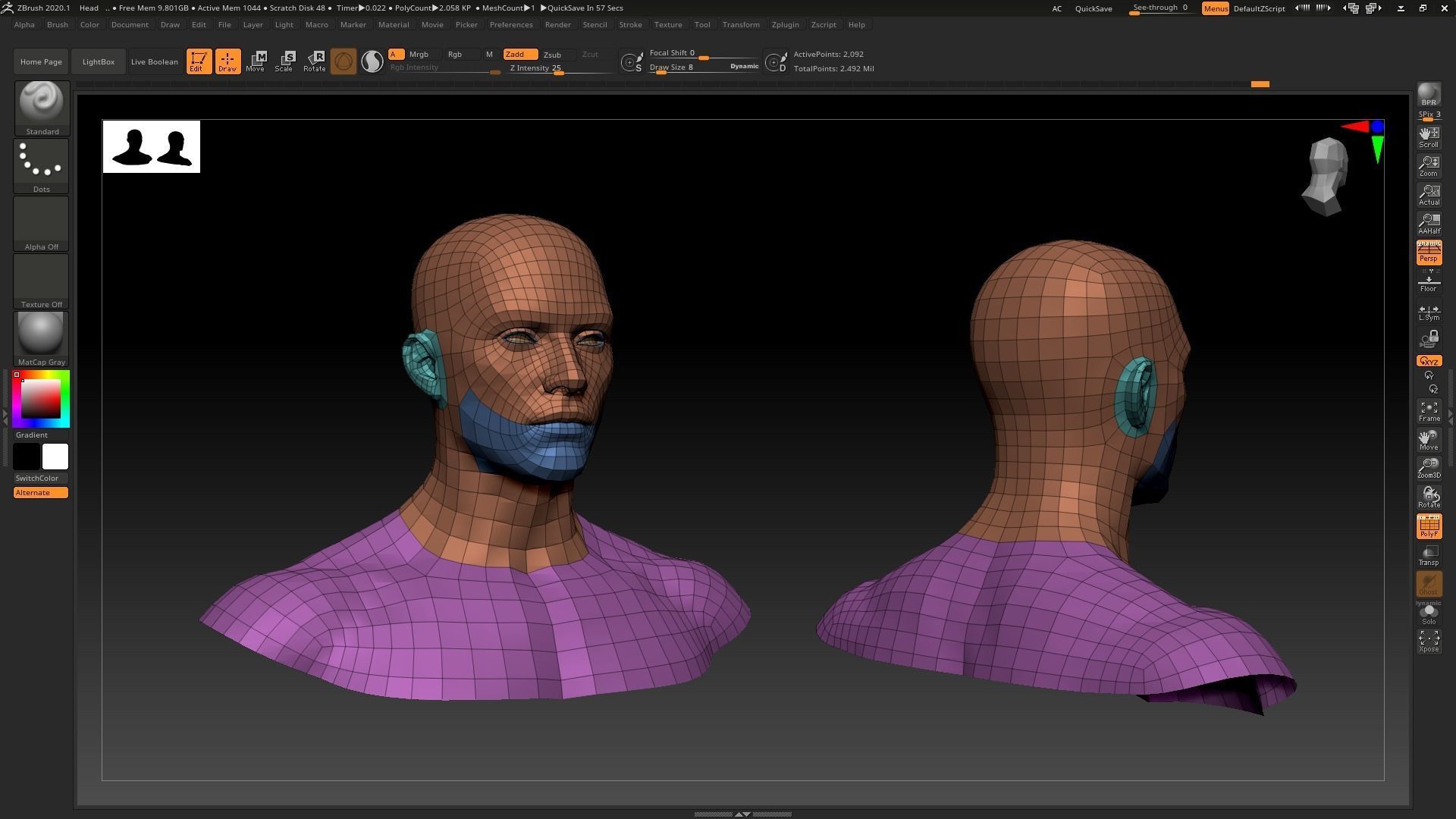 Realistic Human Male Head Low-poly 3D model_6