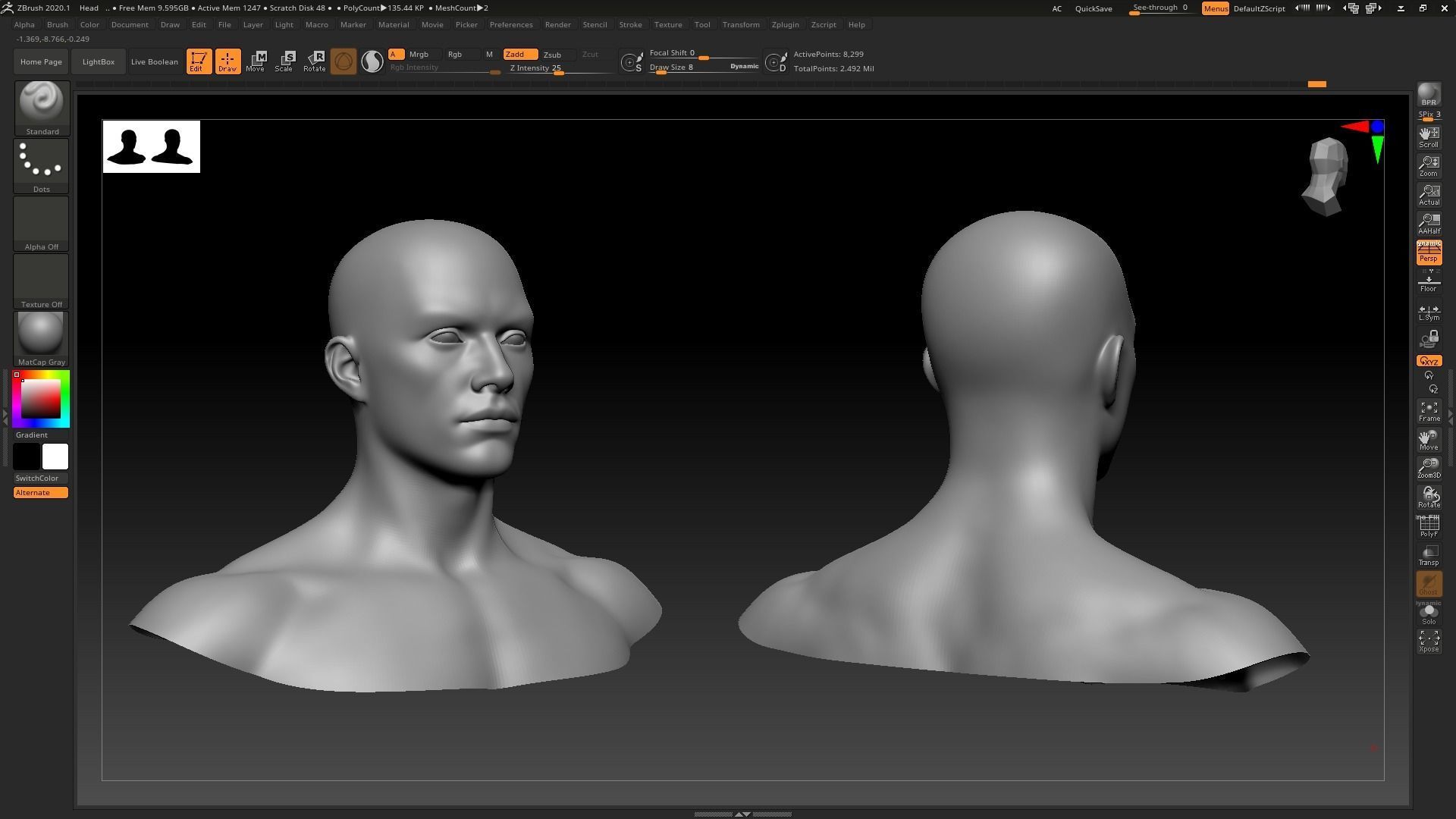 Realistic Human Male Head Low-poly 3D model_5