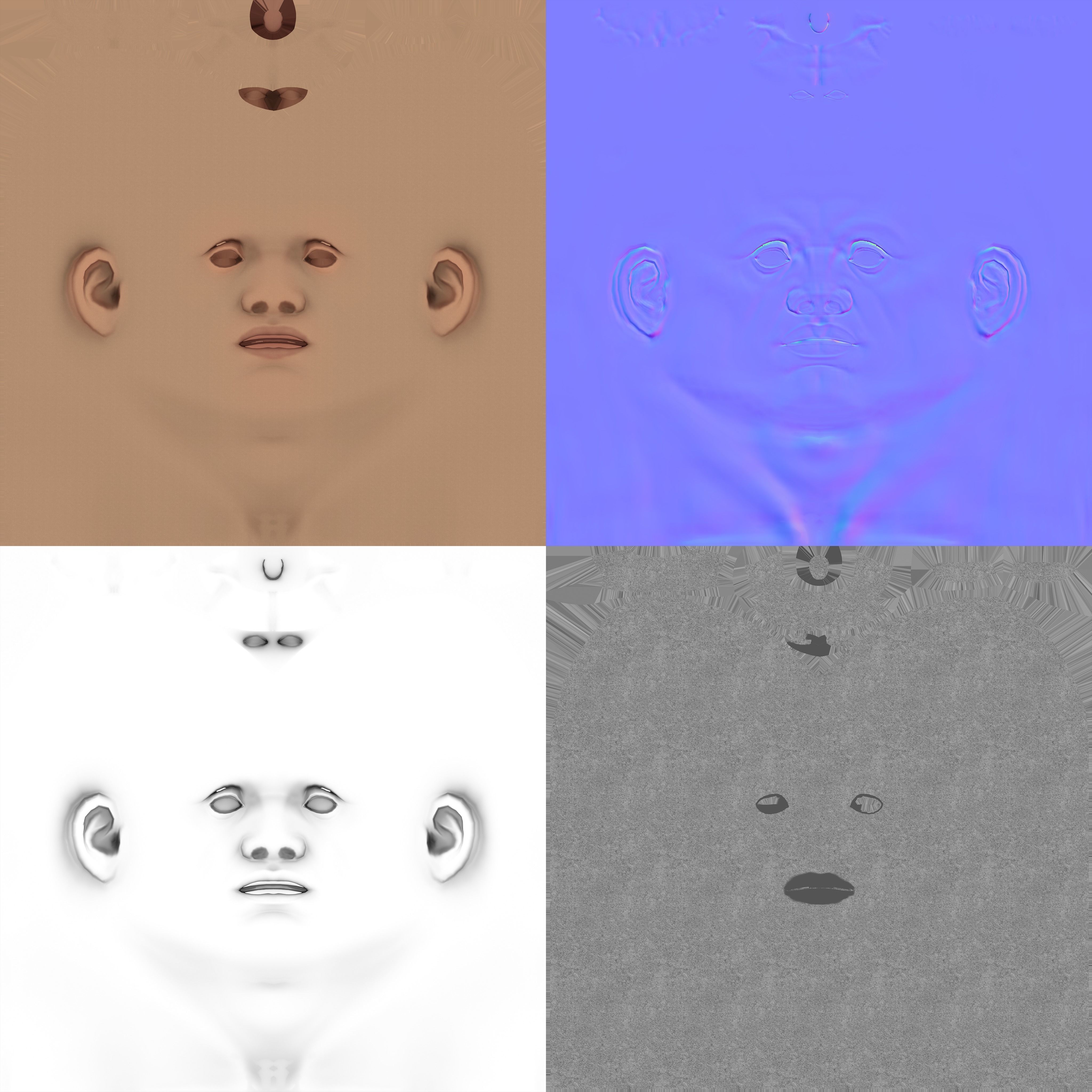 Realistic Human Male Head Low-poly 3D model_10