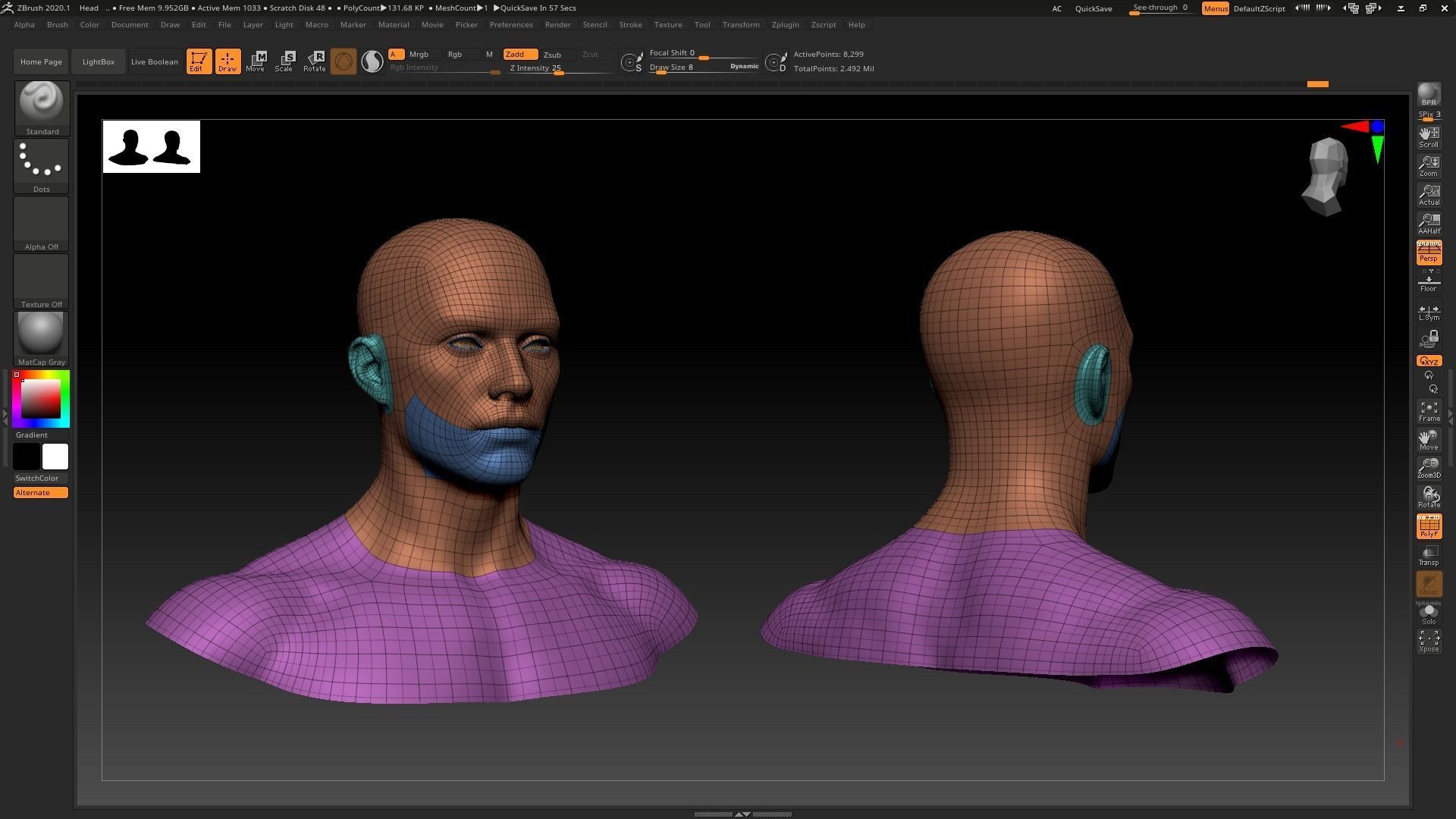 Realistic Human Male Head Low-poly 3D model_7