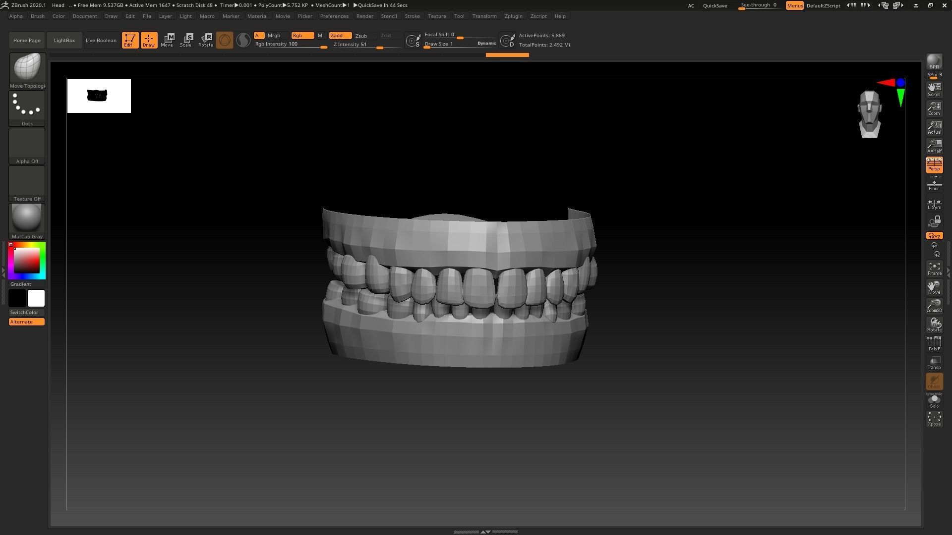 Realistic Human Male Head Low-poly 3D model_12