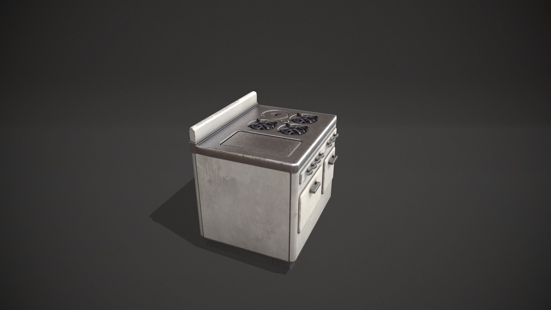 White Vintage Stove Low-poly 3D model_2