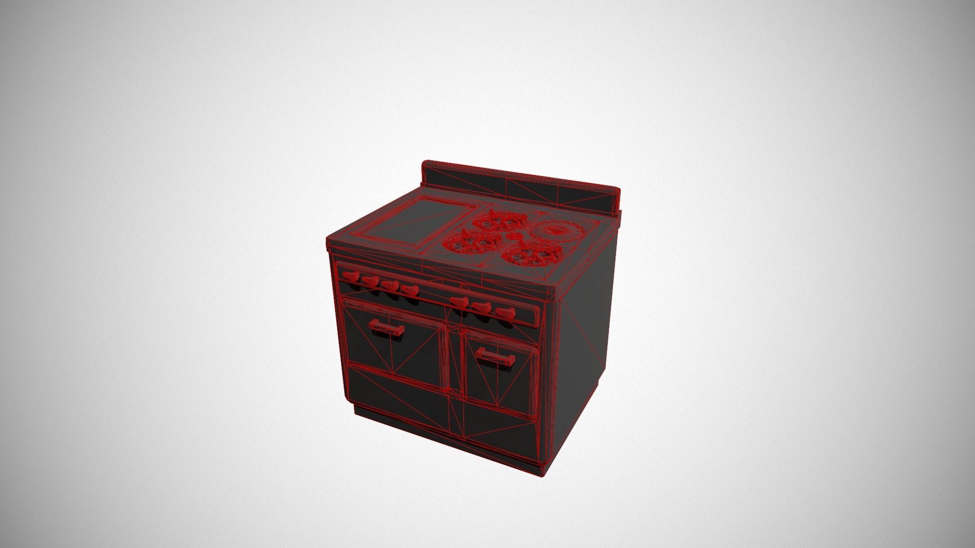 White Vintage Stove Low-poly 3D model_22
