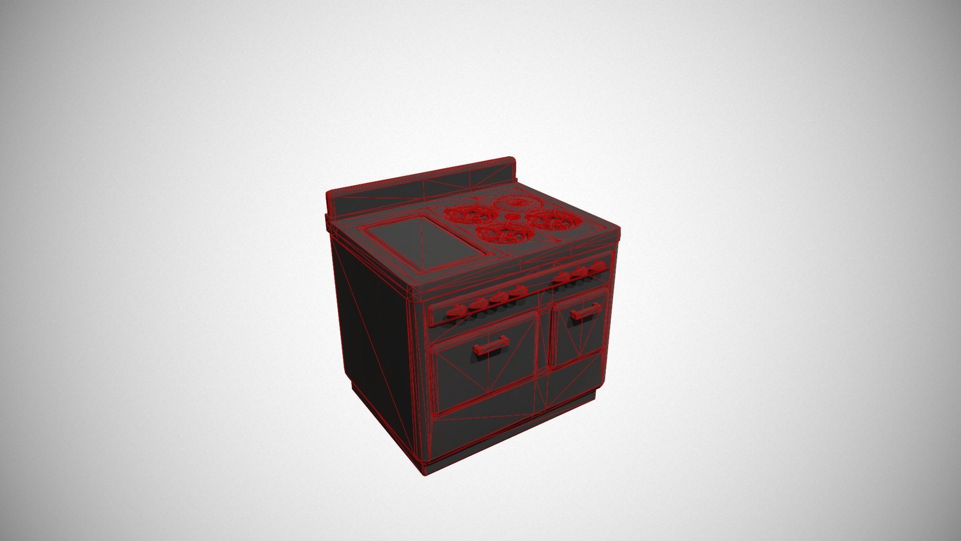 White Vintage Stove Low-poly 3D model_13