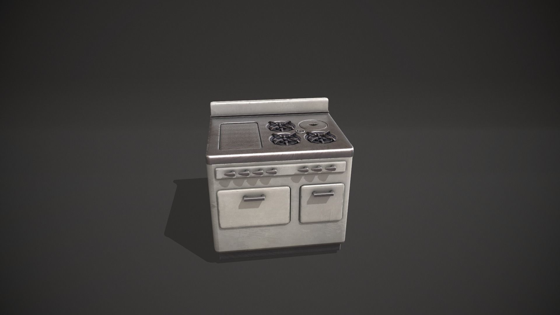 White Vintage Stove Low-poly 3D model_11
