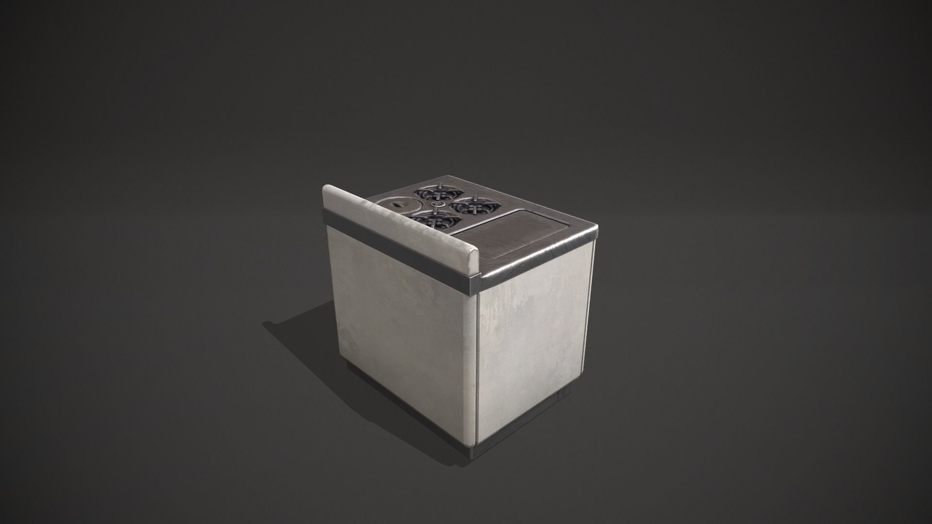 White Vintage Stove Low-poly 3D model_4