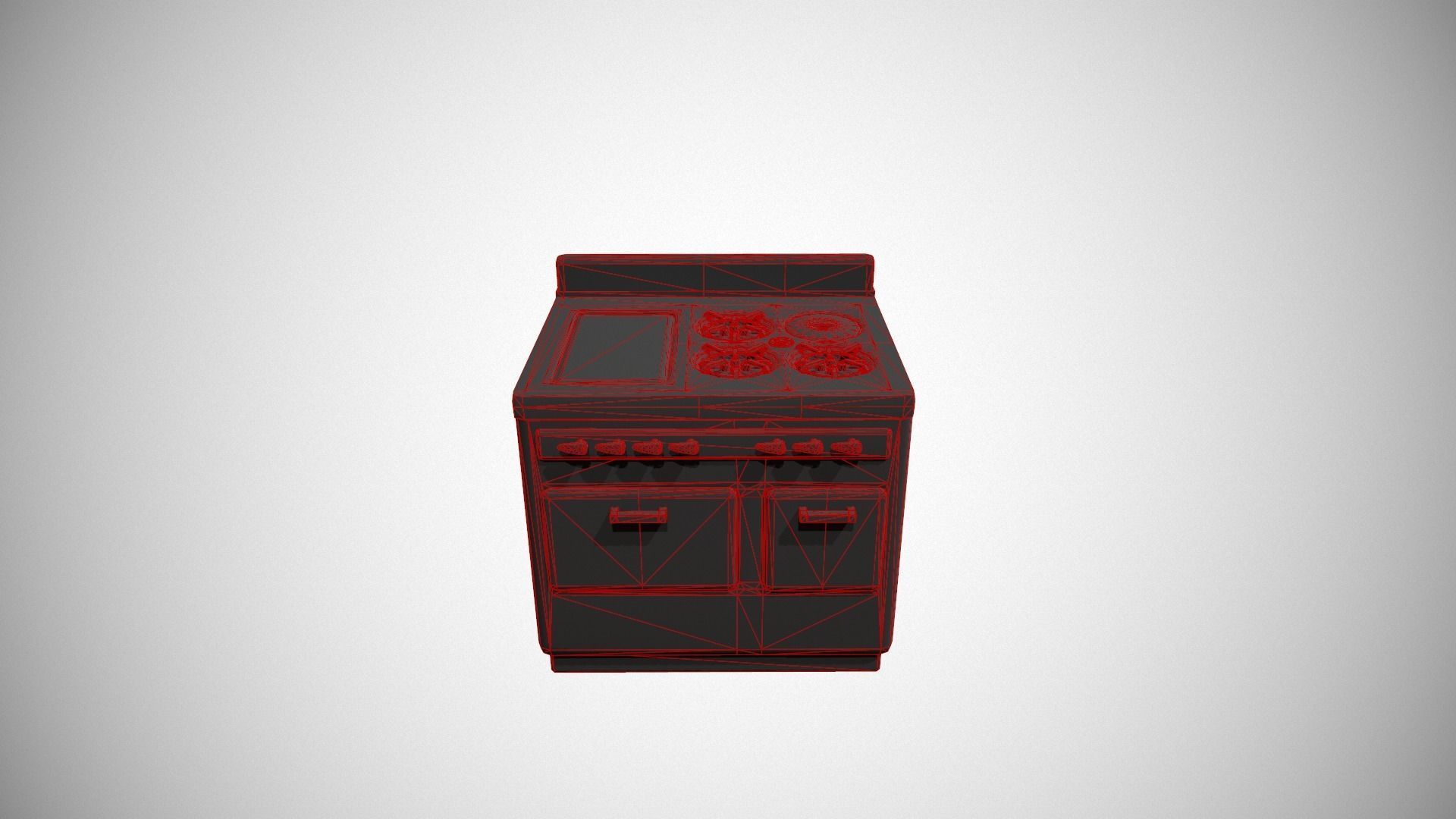 White Vintage Stove Low-poly 3D model_12