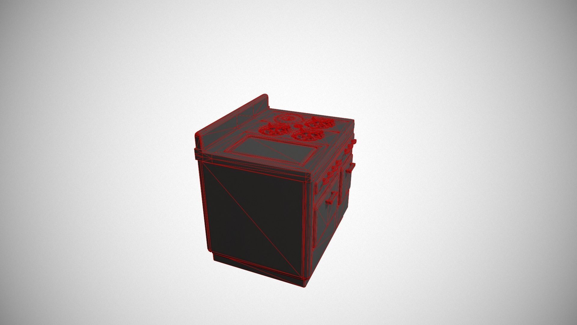White Vintage Stove Low-poly 3D model_14