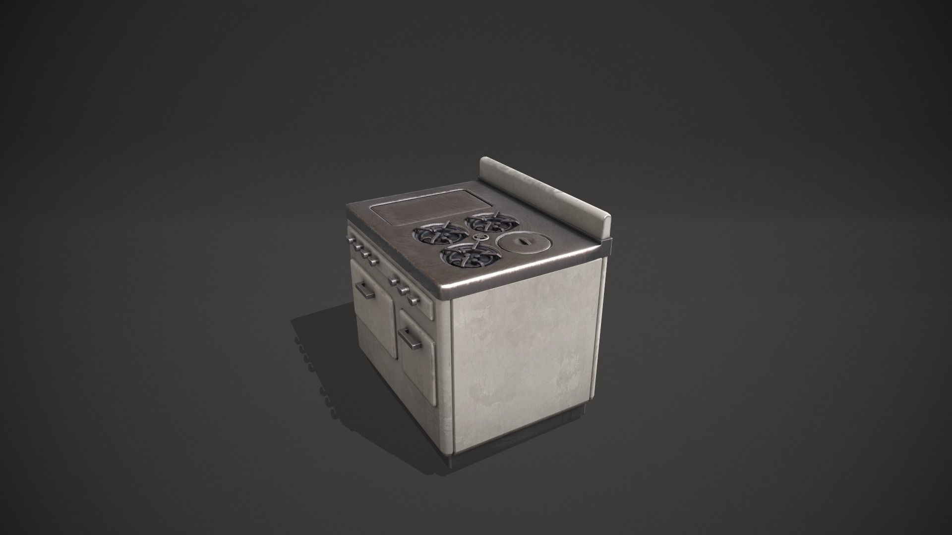 White Vintage Stove Low-poly 3D model_9