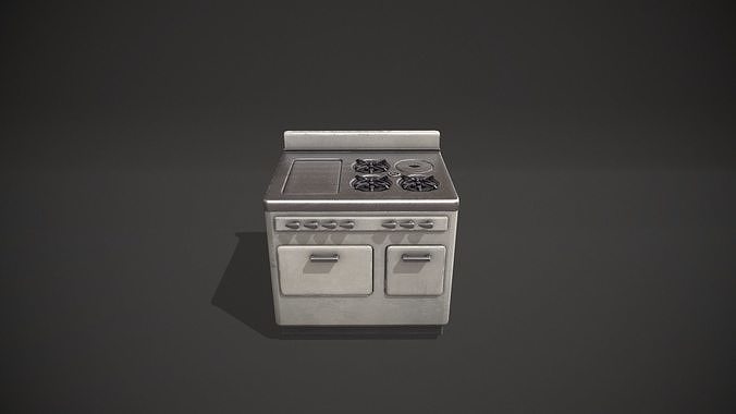 White Vintage Stove Low-poly 3D model