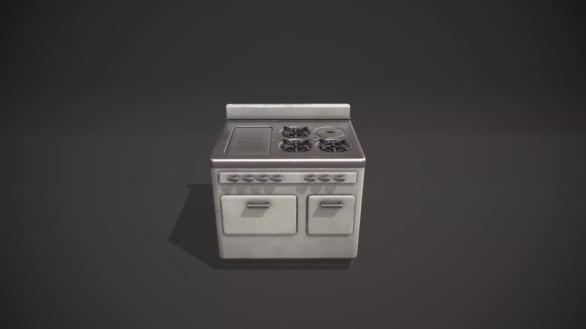 White Vintage Stove Low-poly 3D model_0