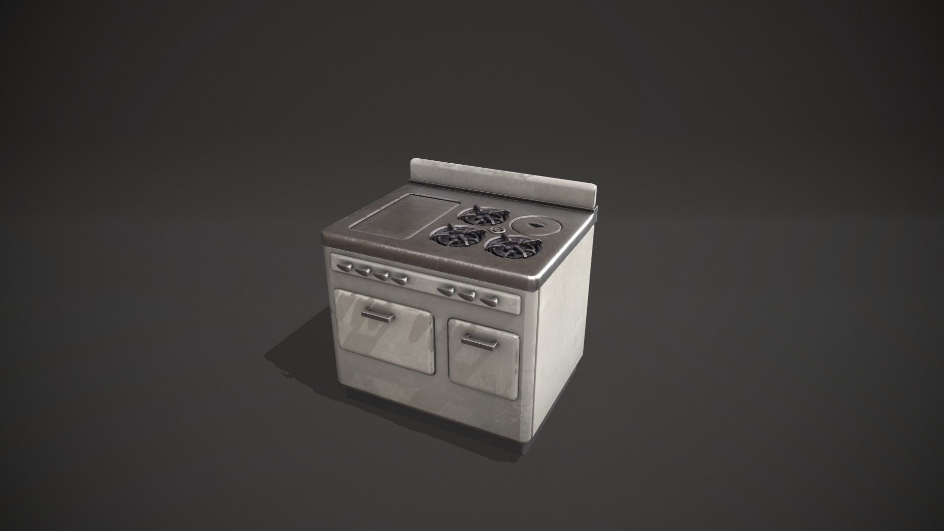 White Vintage Stove Low-poly 3D model_10