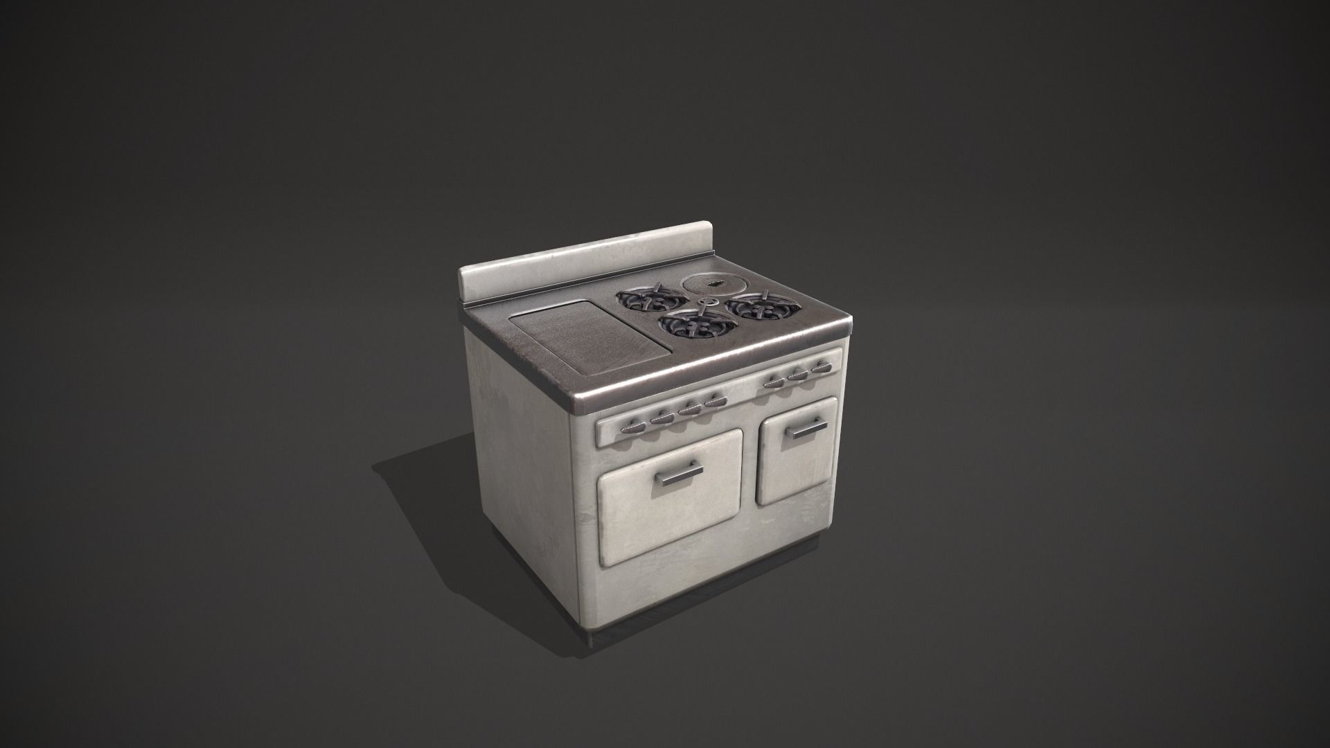 White Vintage Stove Low-poly 3D model_1