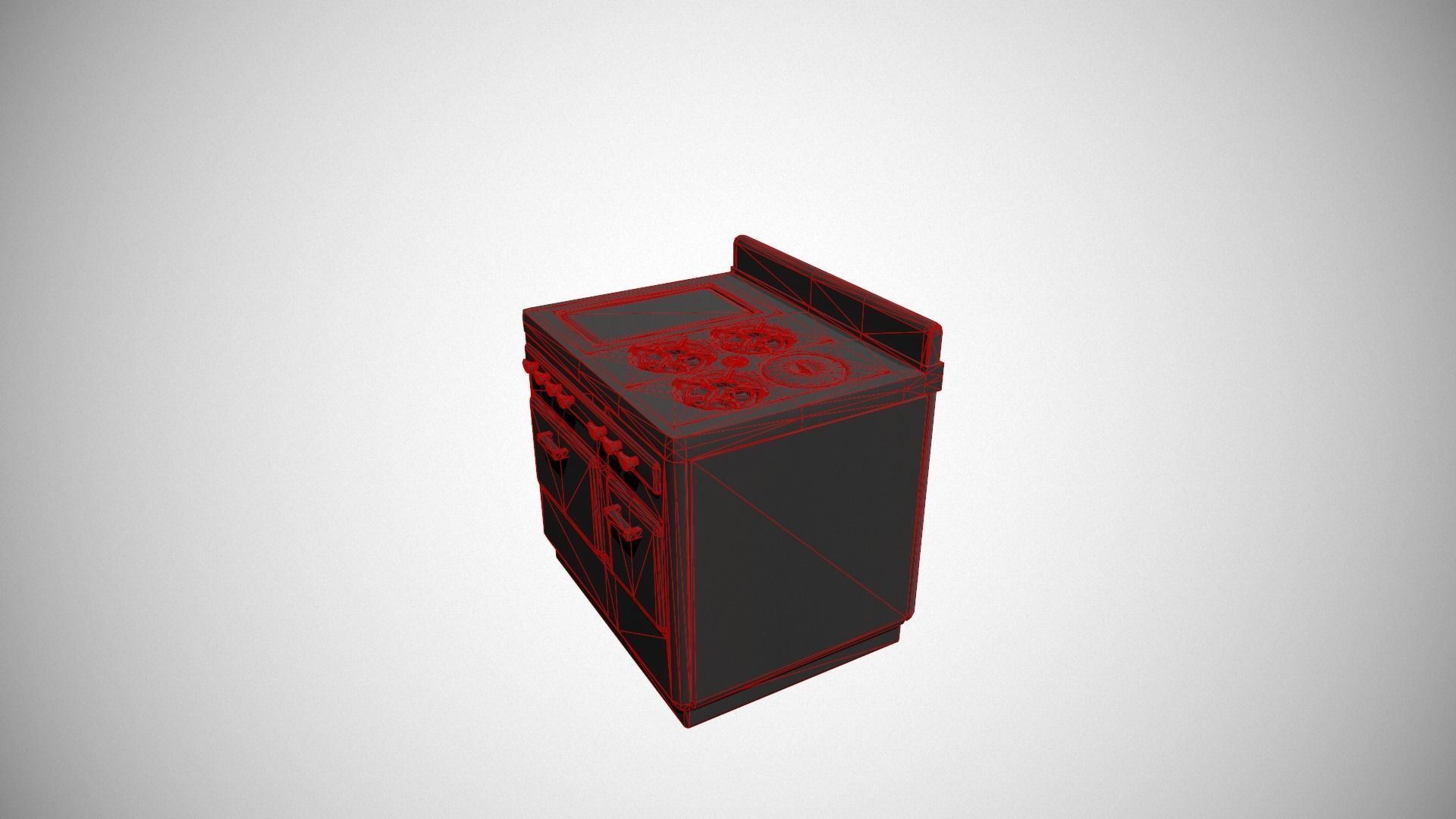 White Vintage Stove Low-poly 3D model_21