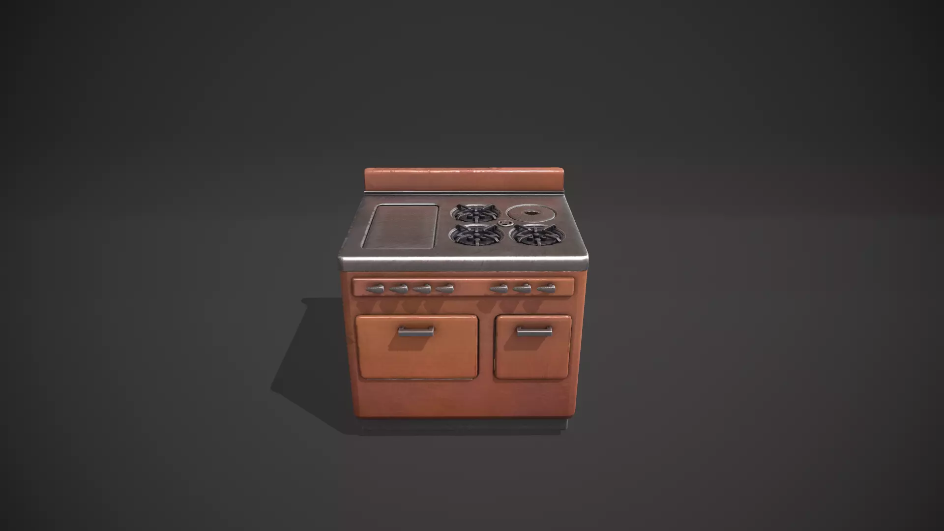 Brown Vintage Stove Low-poly 3D model