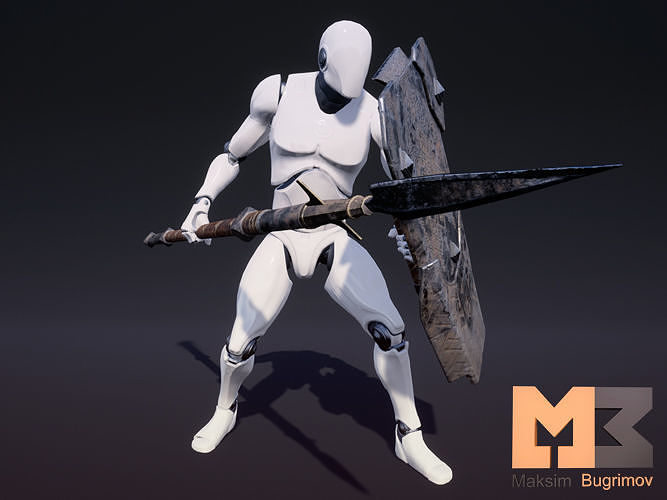 Spear And Shield Animations UE4 3D model