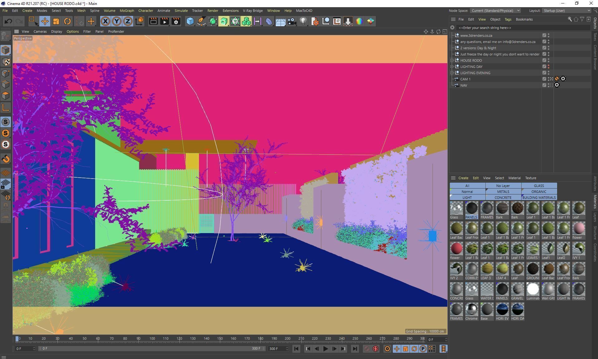 VRay - C4D Scene Files - Home exterior courtyard 3D model_5