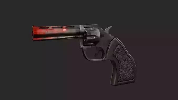 Low poly textured revolver