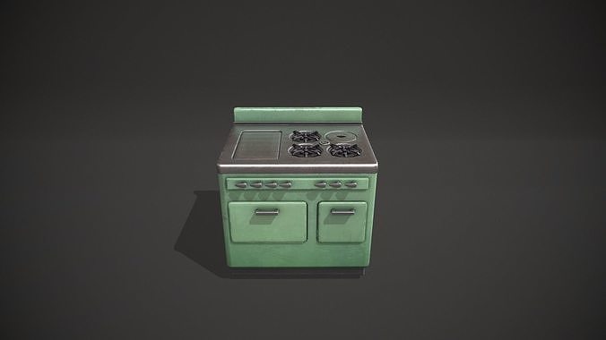 Mint Green Vintage Stove Low-poly 3D model