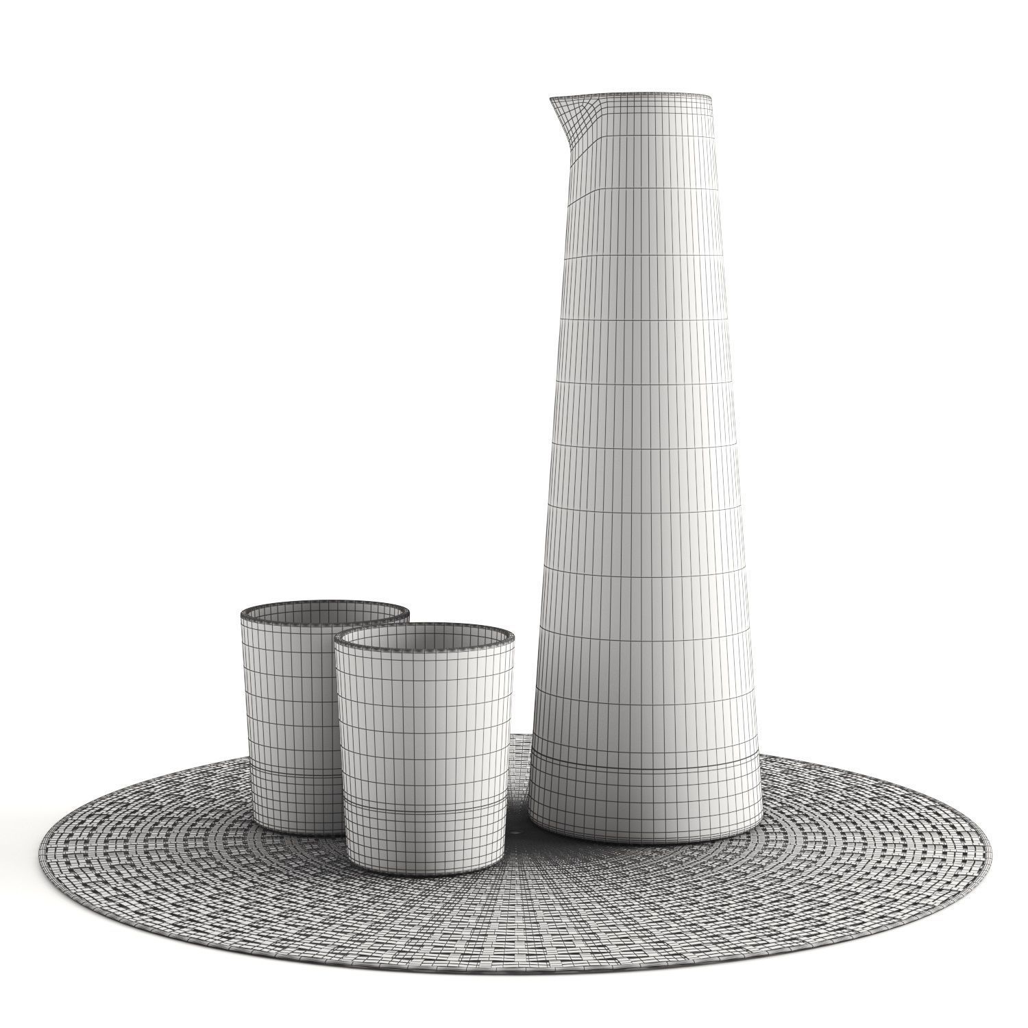 Carafe set cup on table 3D model_3