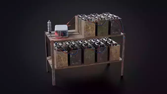 Handmade battery bank Low-poly 3D model