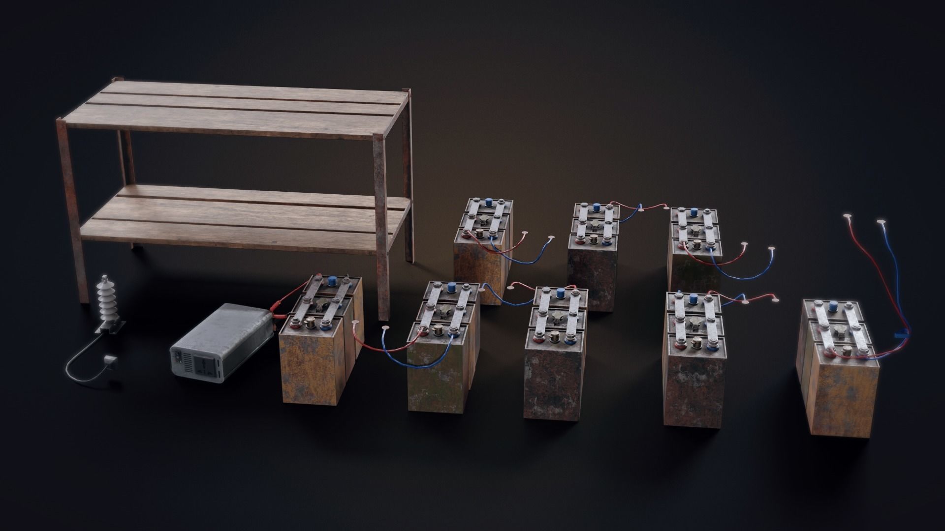 Handmade battery bank Low-poly 3D model_16