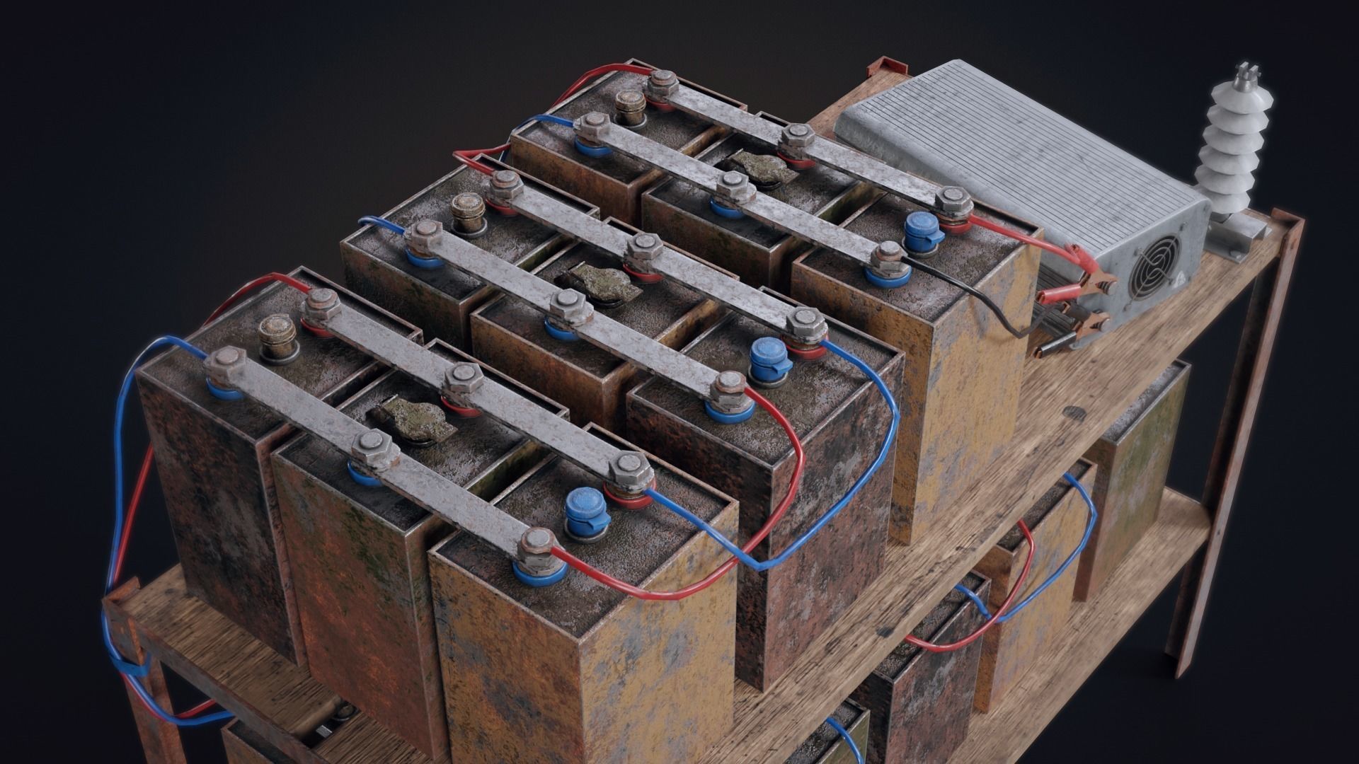 Handmade battery bank Low-poly 3D model_2
