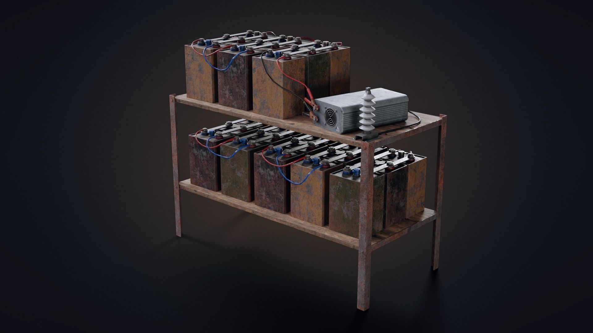 Handmade battery bank Low-poly 3D model_6