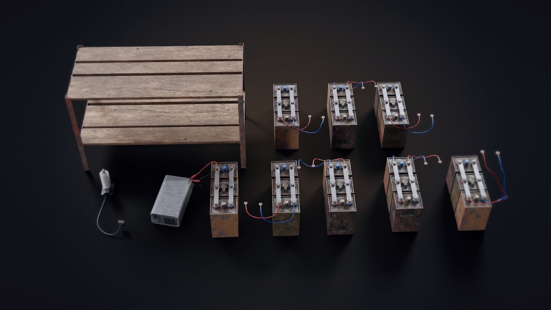 Handmade battery bank Low-poly 3D model_15