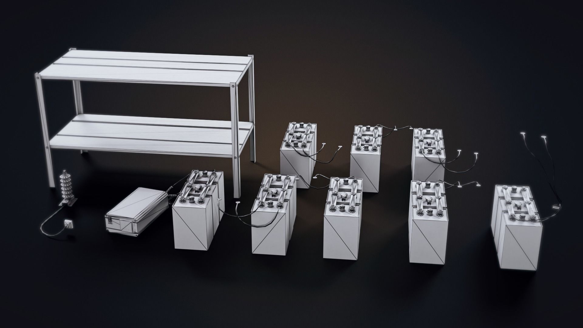 Handmade battery bank Low-poly 3D model_17